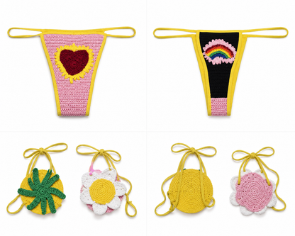 Bikini GCDS Crochet Multicolor con Applicazioni Handmade
